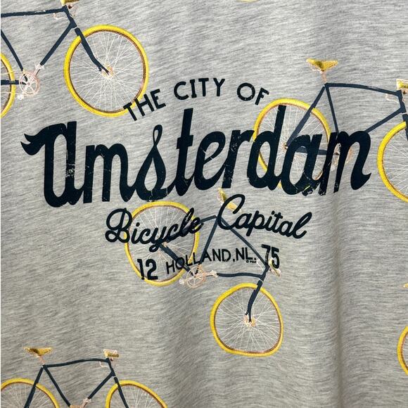 FOX ORIGINALS MEN GRAY CREW NECK CITY OF AMSTERDAM SHORT SLEEVE T-SHIRT SIZE XXL - Picture 3 of 9